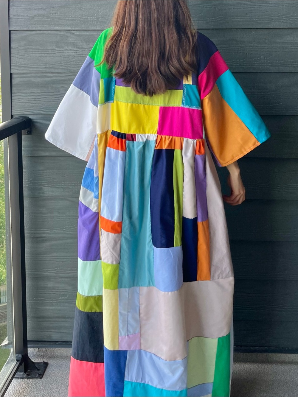 Handmade Quilted Patchwork Colorblock Dress SKU 07081 - Picture 5 of 16